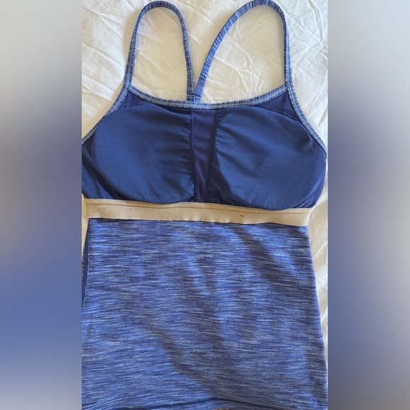 LULULEMON Lilac Striped Fitted Racerback Tank Top Womens 2 - Picture 3 of 5
